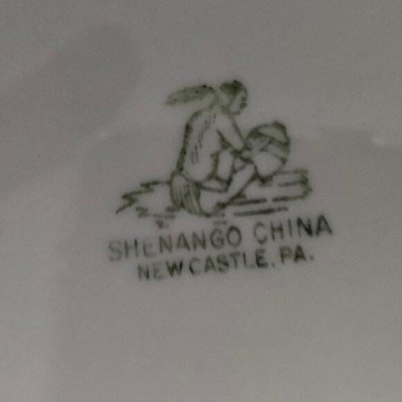 Set of 4 Shenango China 6.25" Green Band Restaurant Ware Plates USA - Picture 4 of 5